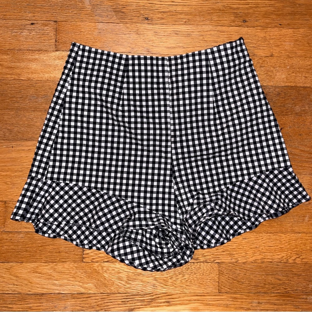 Zara Black & White Gingham Shorts
